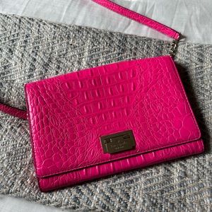 Kate Spade Fiona Embossed Crocodile Crossbody | Barbie pink 💞👛 | LAST CALL
